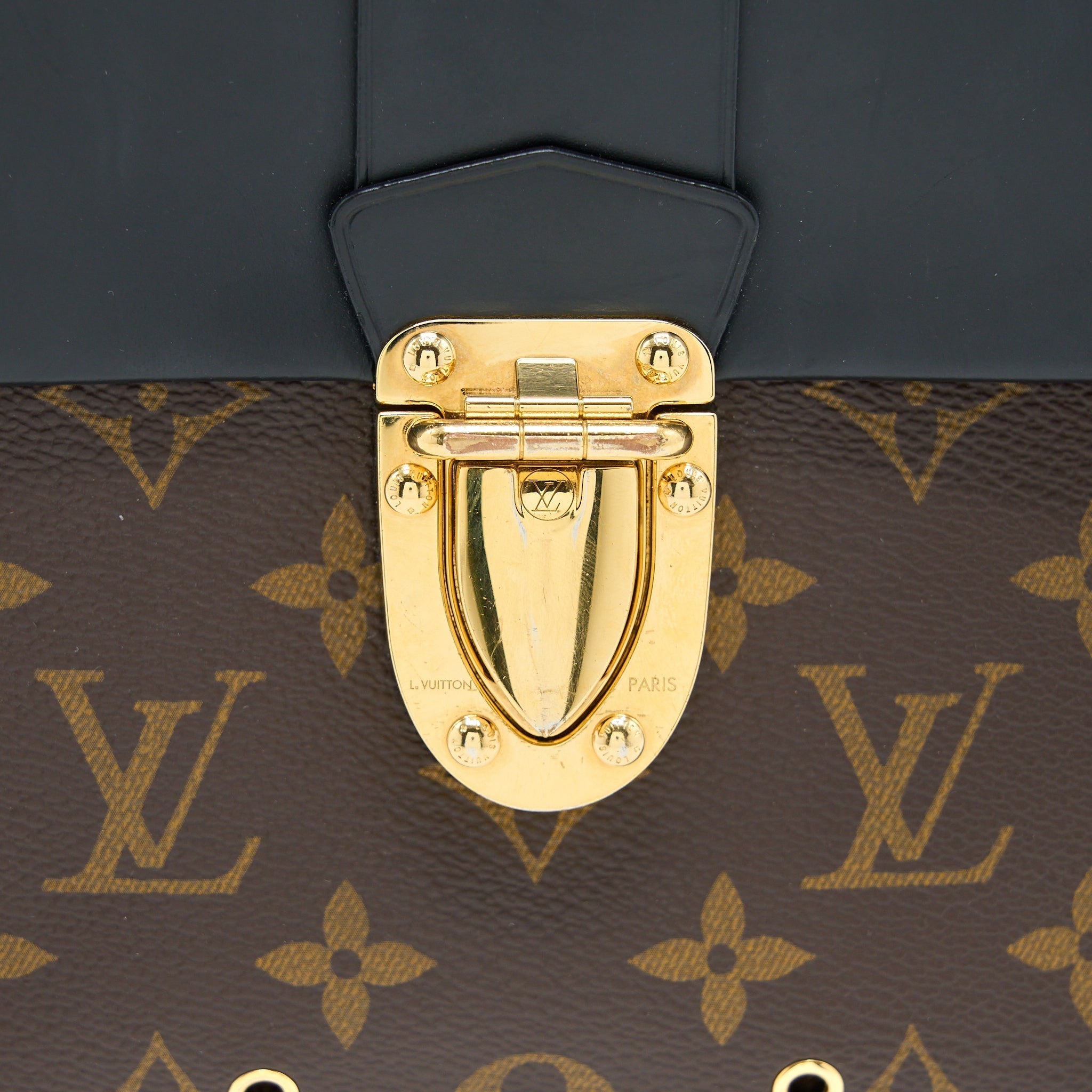 LOUIS VUITTON ONE HANDLE FLAP BAG MM MONOGRAM CANVAS/BLACK GHW