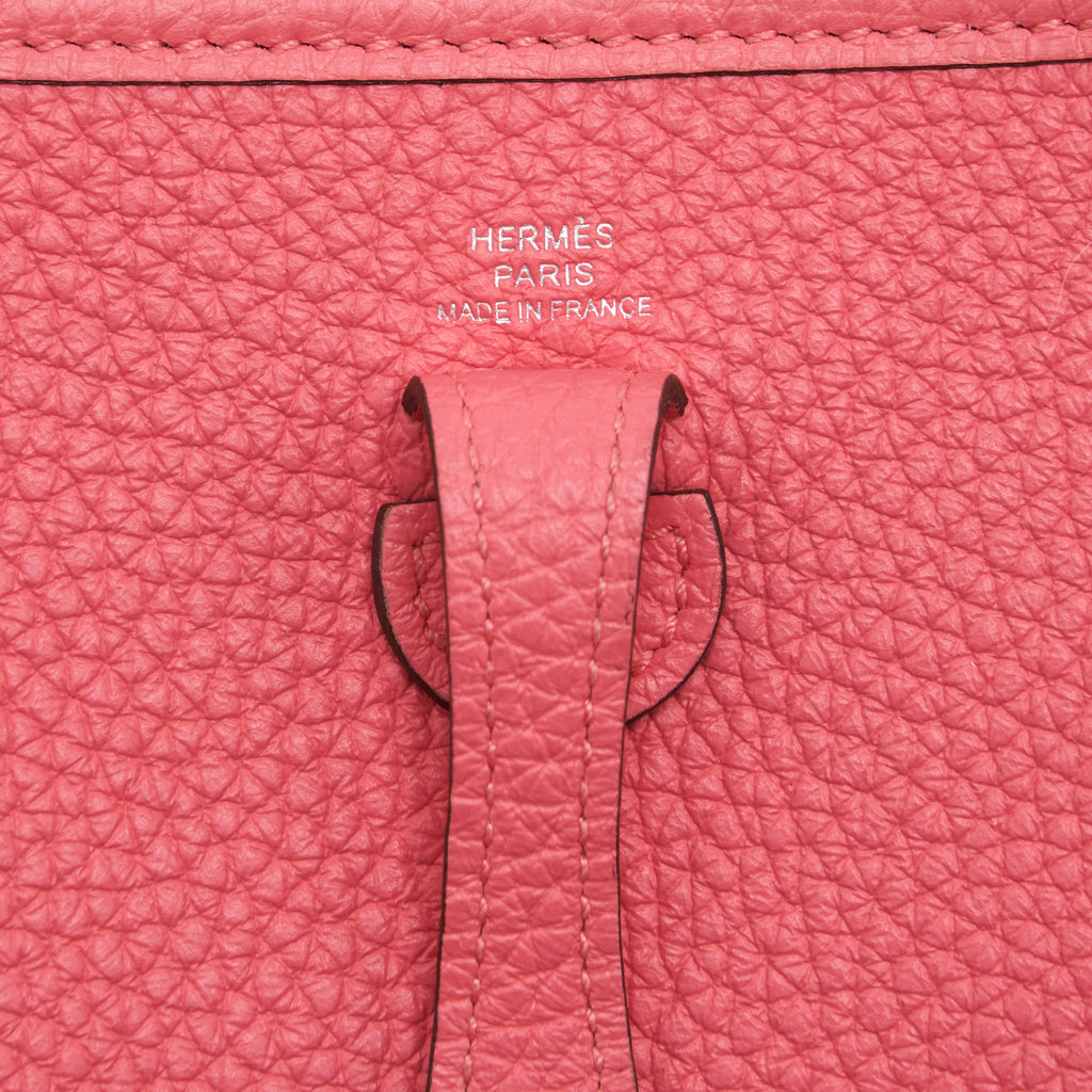Hermes Mini Evelyne Clemence Rose Azalea / Rouge Pivoine SHW