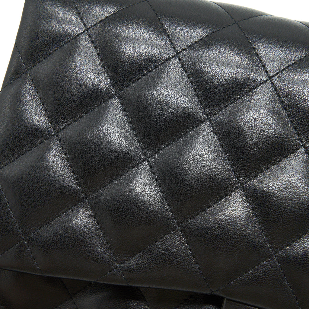 CHANEL CLASSIC JUMBO DOUBLE FLAP BAG LAMBSKIN BLACK SHW
