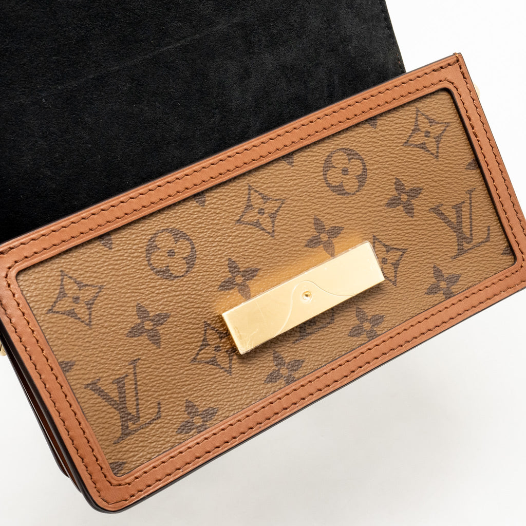 LOUIS VUITTON DAUPHINE EAST-WEST CHAIN SHOULDER BAG MONOGRAM REVERSE CANVAS GHW