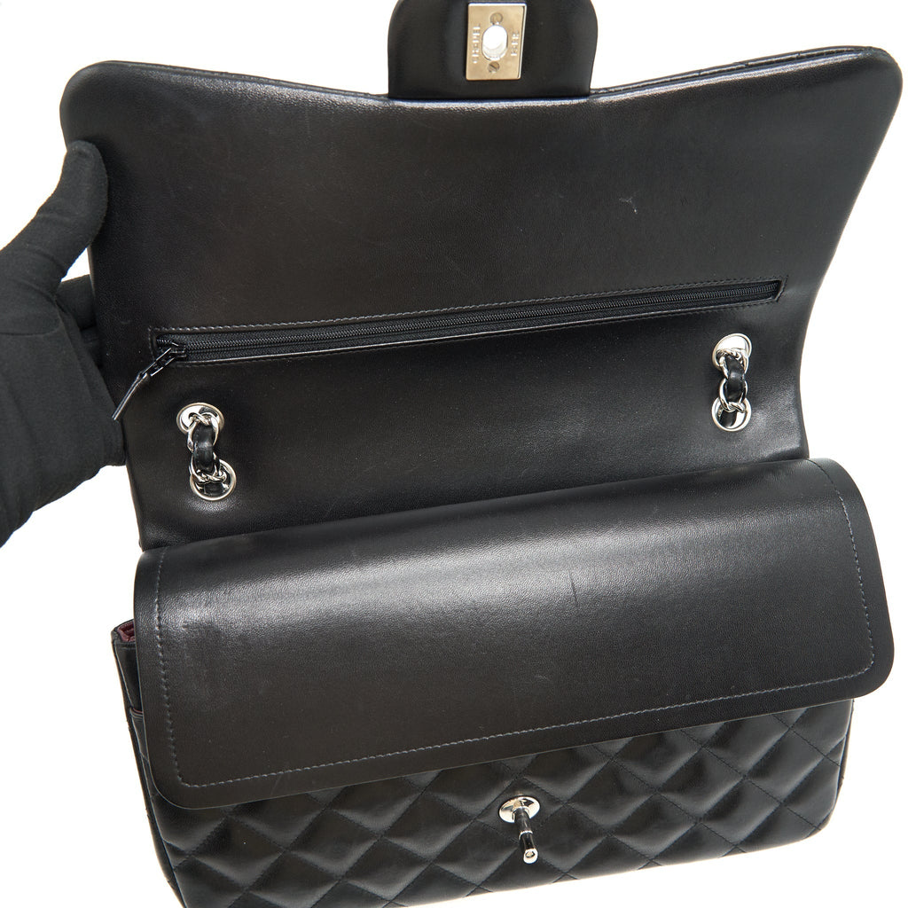 CHANEL CLASSIC JUMBO DOUBLE FLAP BAG LAMBSKIN BLACK SHW
