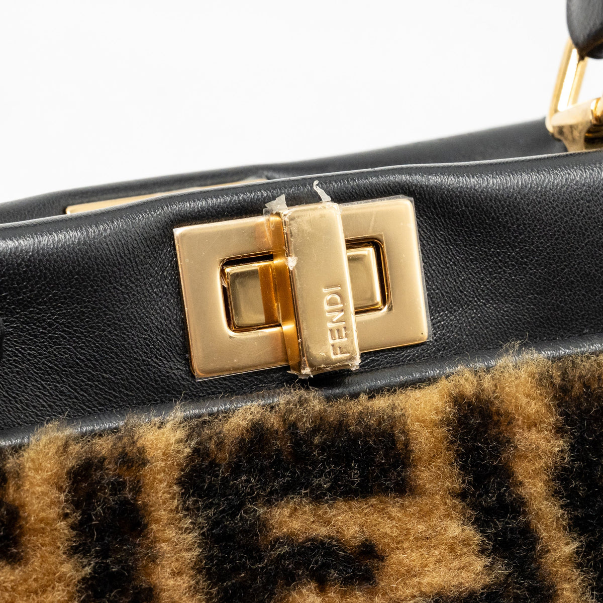 Fendi Mini Peekaboo Lambskin/Shearling Tabacco/Black GHW