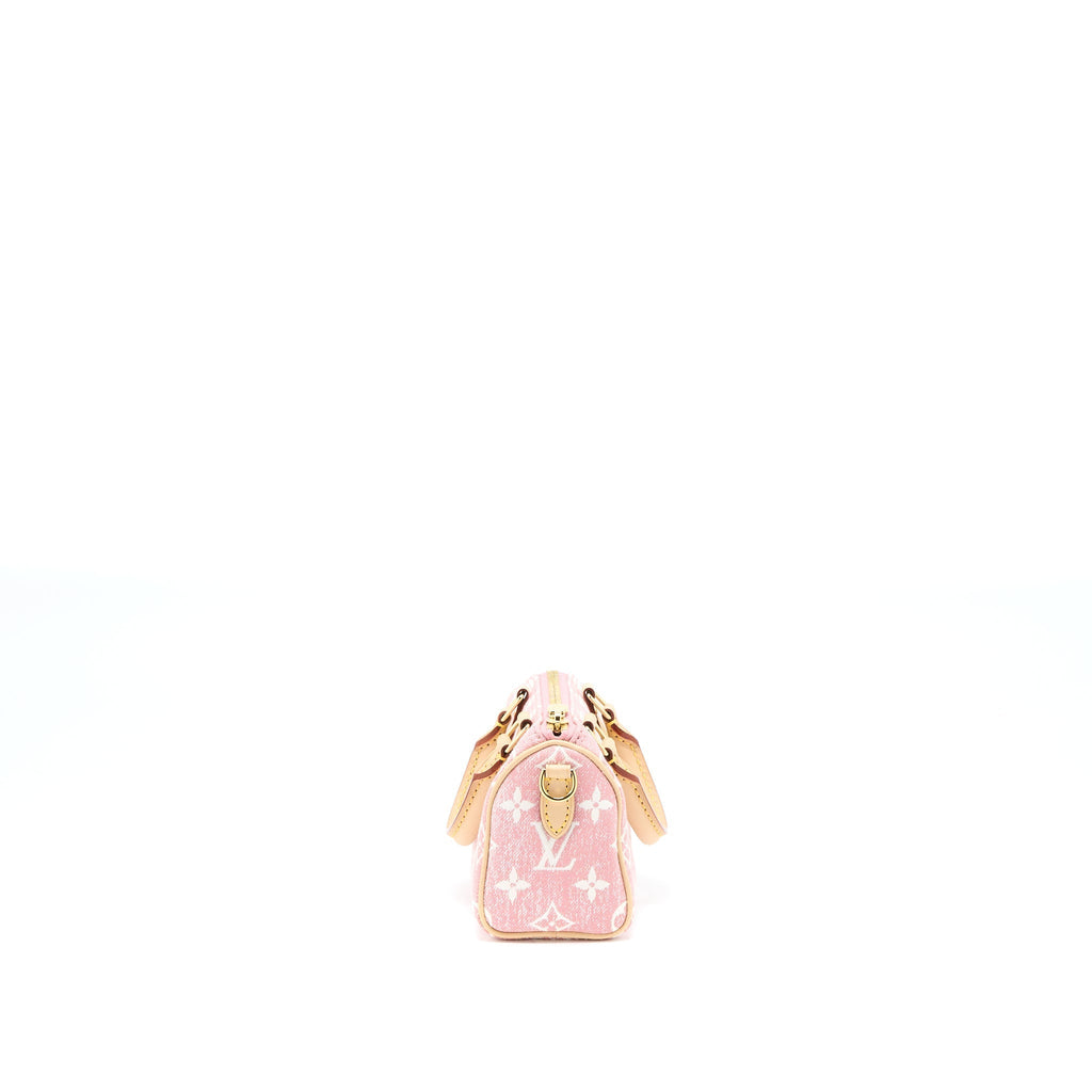LOUIS VUITTON NANO SPEEDY MONOGRAM JACQUARD DENIM PINK GHW (NEW VERSION)