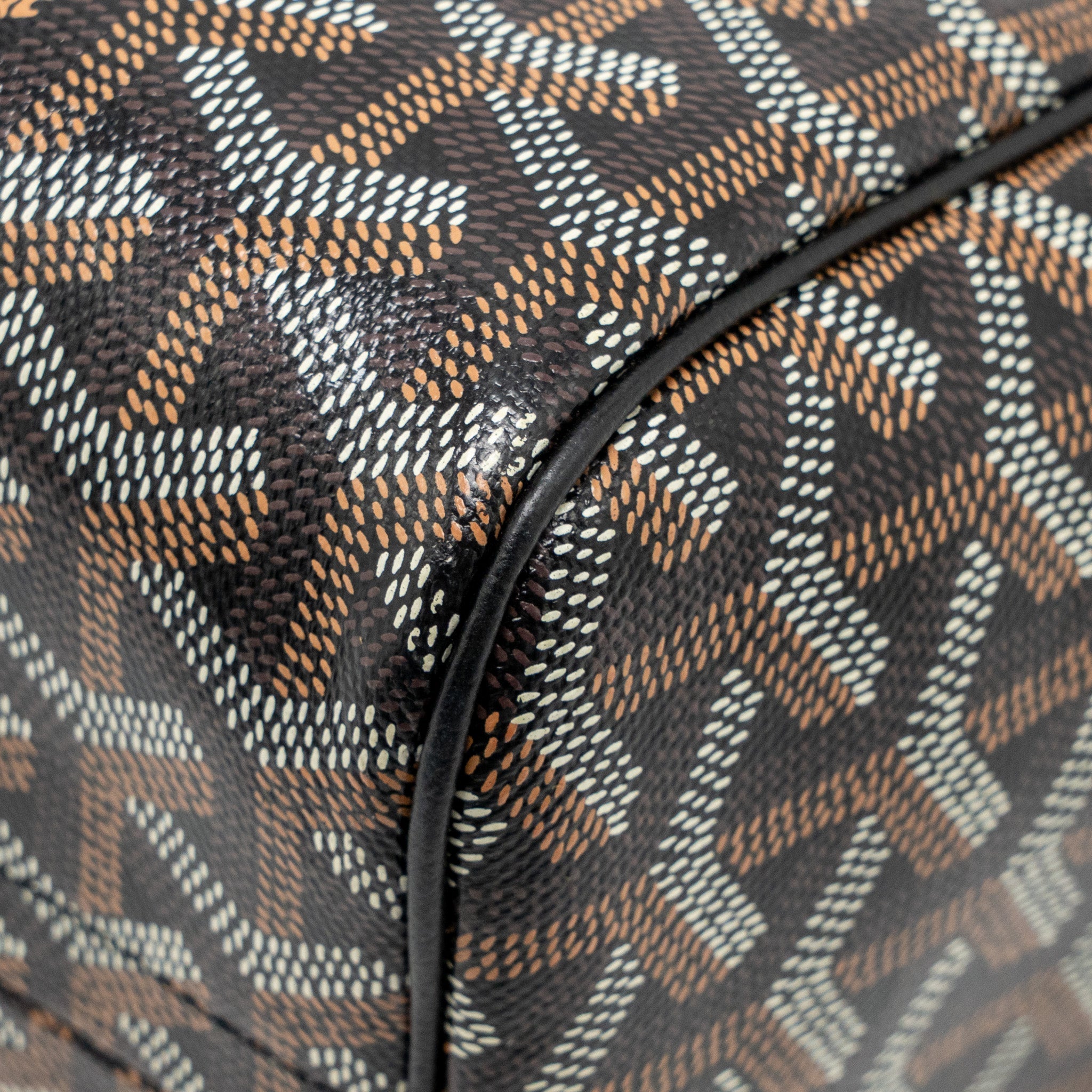 GOYARD ROUETTE TOTE BAG GOYARDLINE CANVAS/CALFSKIN BLACK SHW