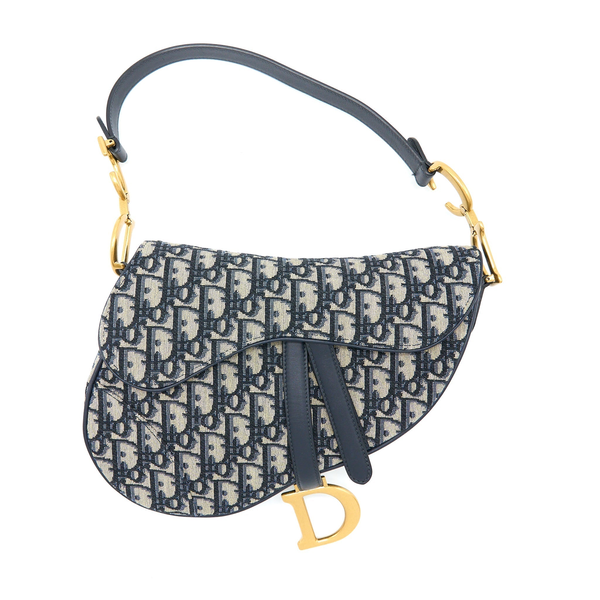 DIOR MEDIUM DIOR SADDLE BAG BLUE DIOR OBLIQUE JACQUARD GHW