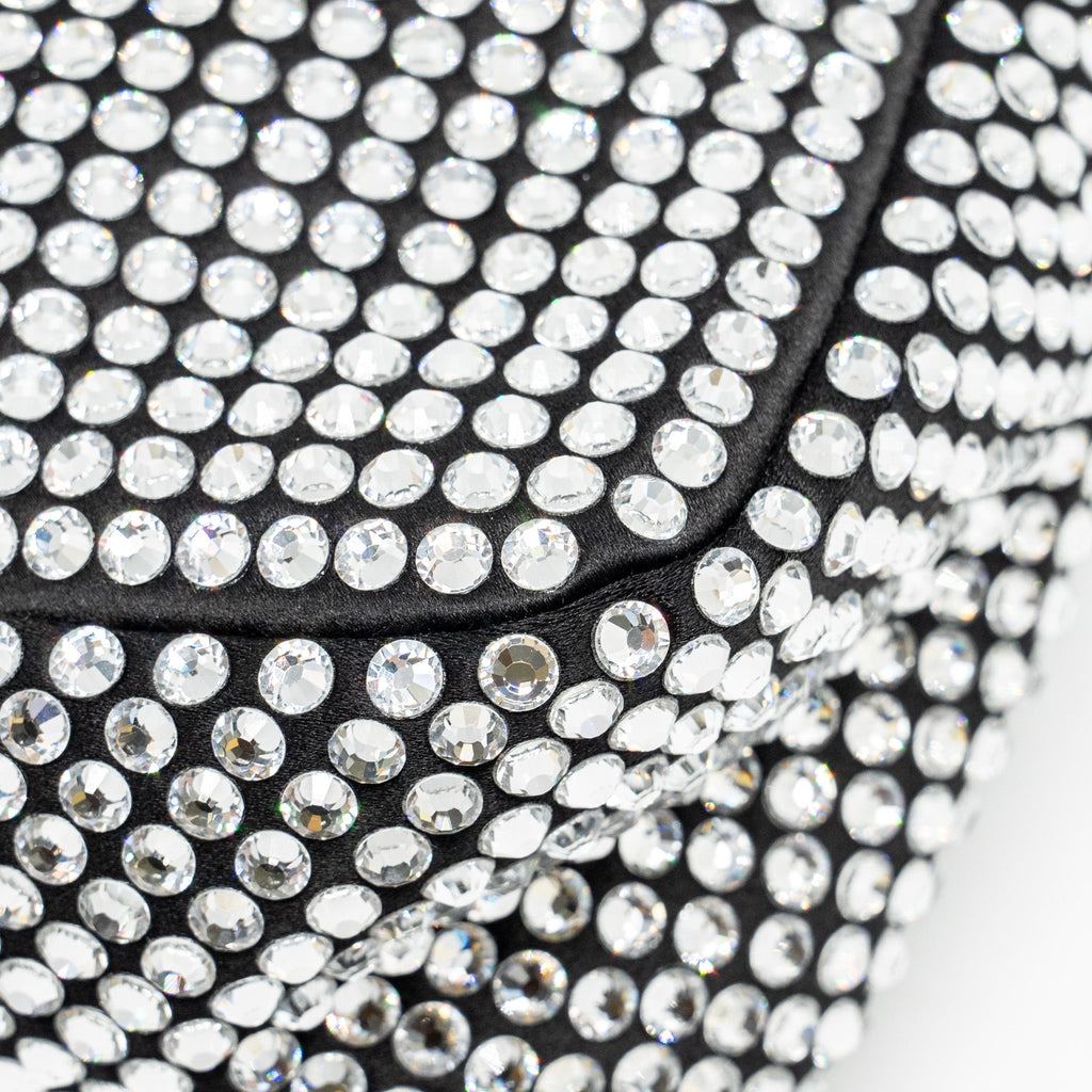 PRADA TRIANGLE POUCH CRYSTAL EMBELLISHED BLACK SHW