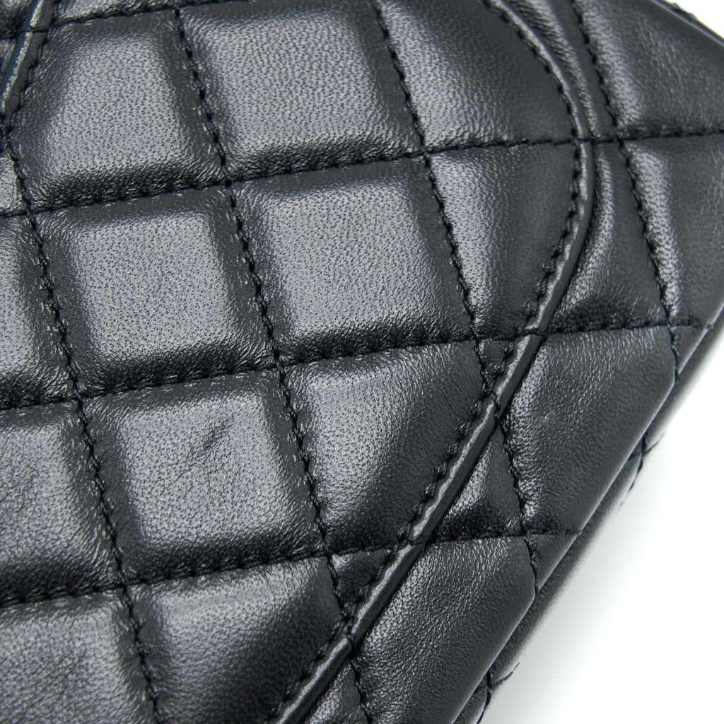 CHANEL PEARL CRUSH MINI SQUARE LAMBSKIN BLACK BRUSHED GHW (MICROCHIP)
