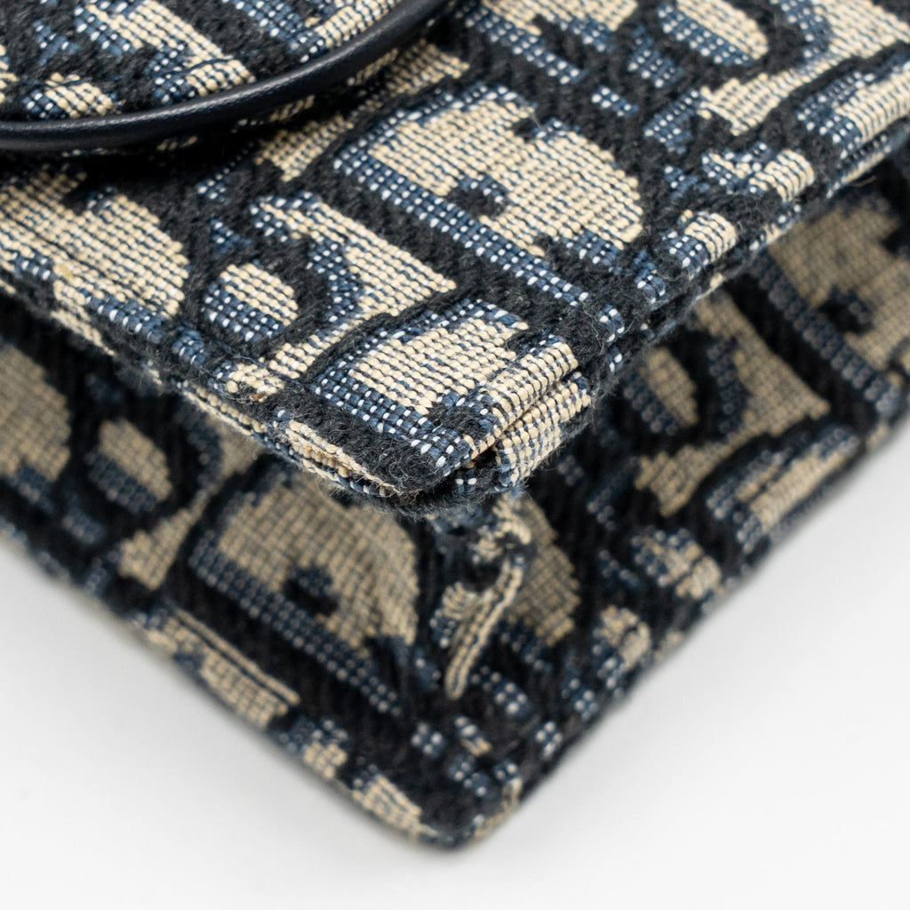 DIOR SADDLE POUCH DIOR OBLIQUE CANVAS BLUE GHW