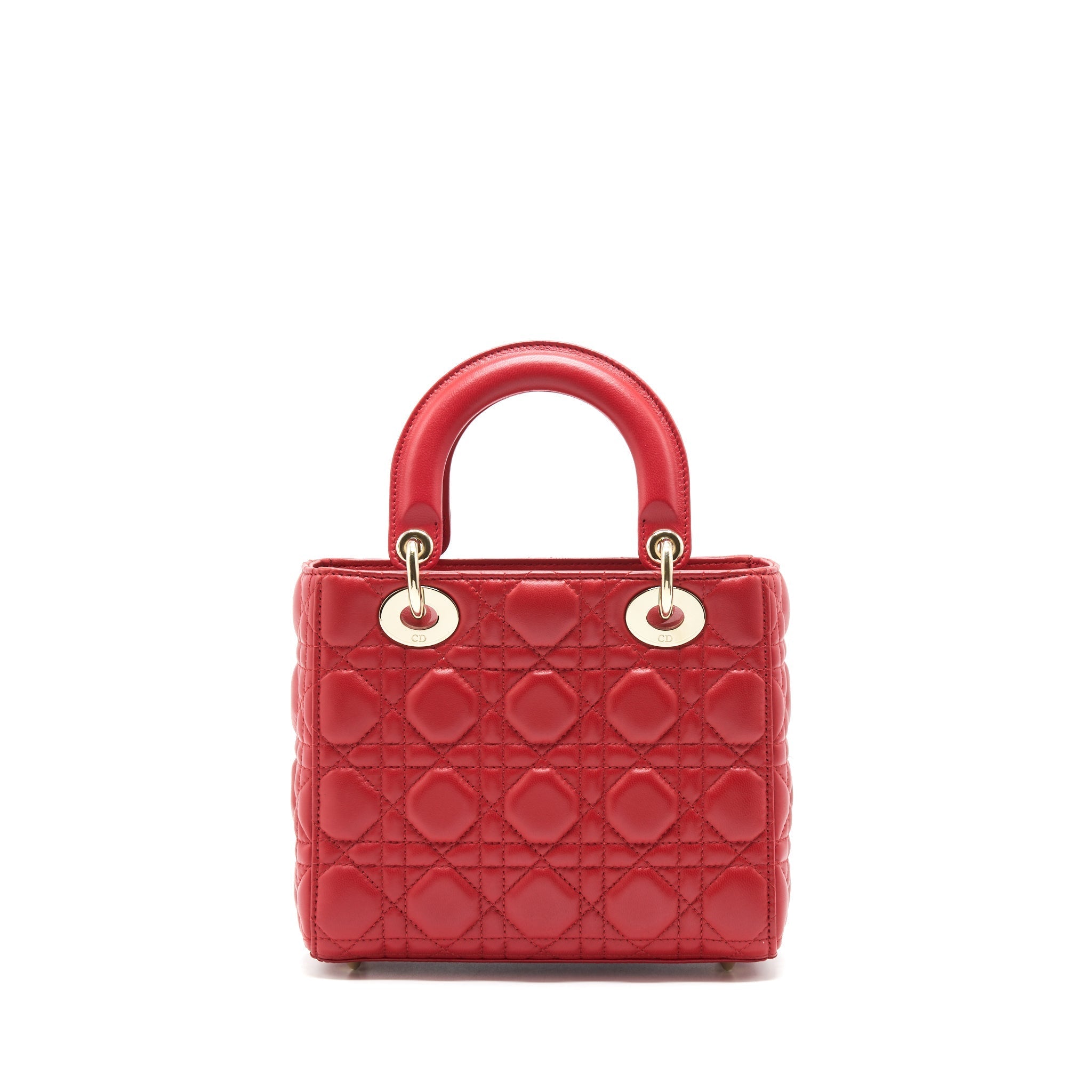DIOR SMALL LADY DIOR LAMBSKIN RED LGHW