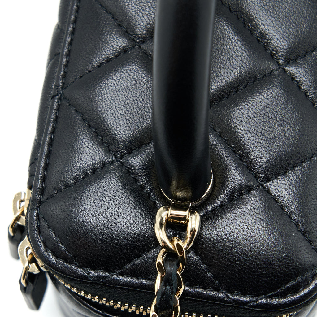 CHANEL 22A TOP HANDLE LONG VANITY CASE LAMBSKIN BLACK LGHW