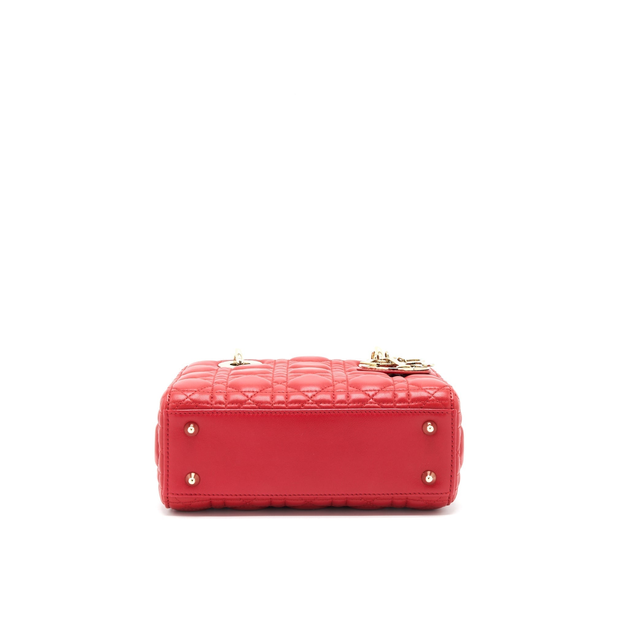 DIOR SMALL LADY DIOR LAMBSKIN RED LGHW