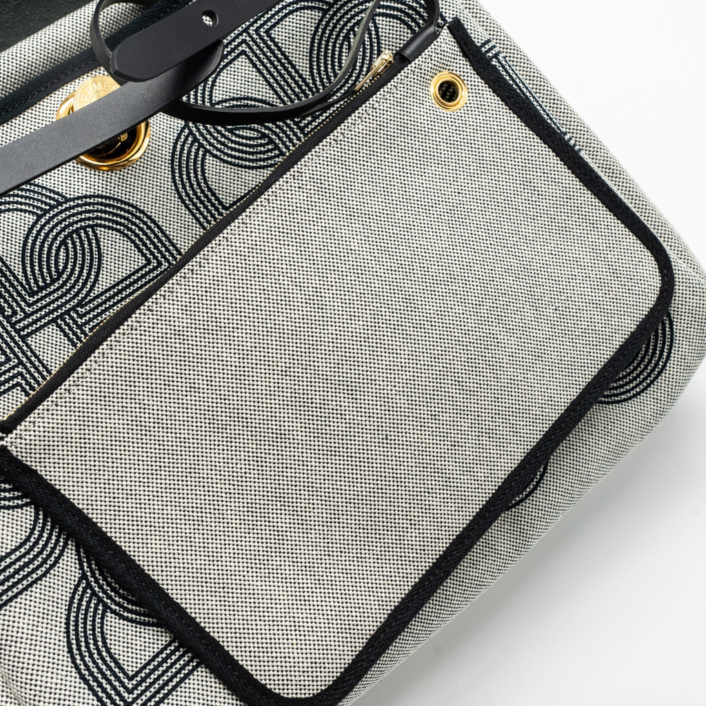 HERMES HERBAG 31 ZIP BAG TOILE H PLUME CANVAS / HUNTER LEATHER BLACK / ECRU GHW