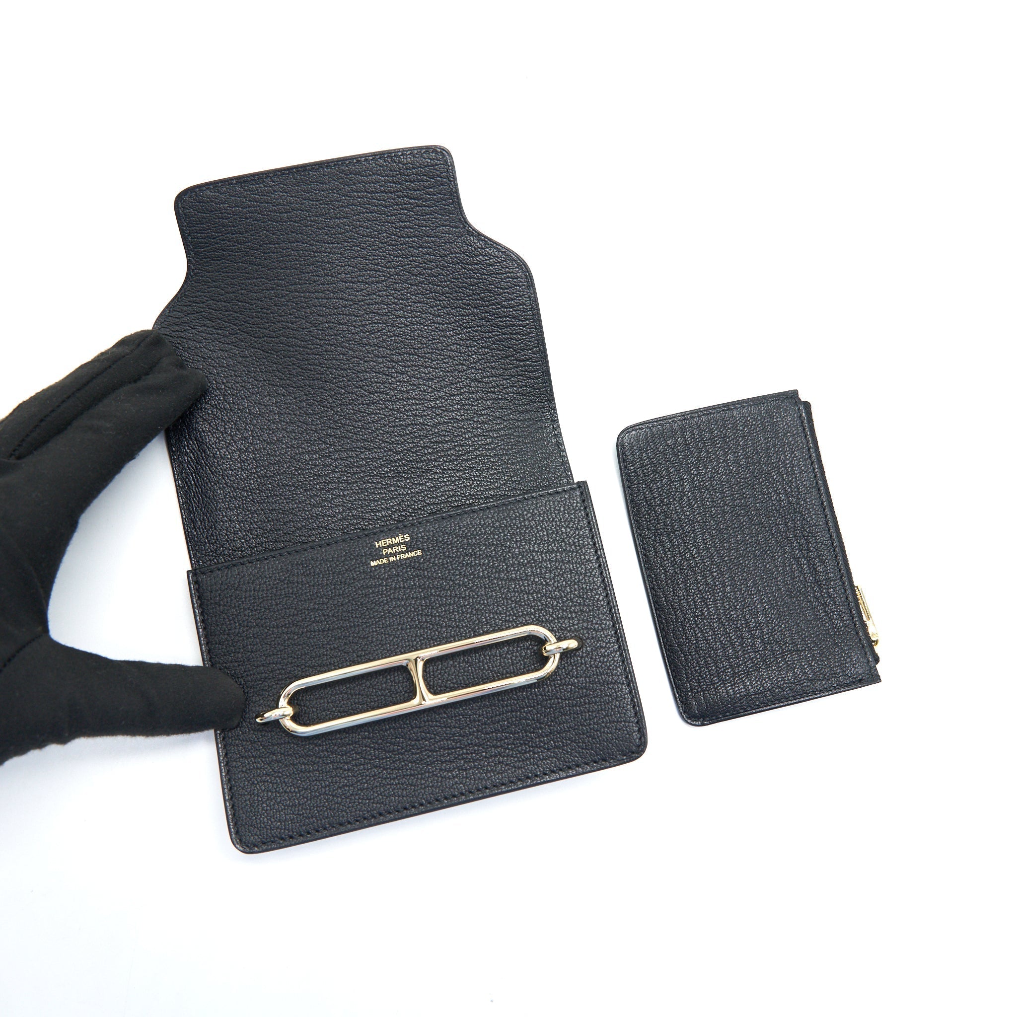 HERMES ROULIS SLIM WALLET EVERCOLOR BLACK GHW
