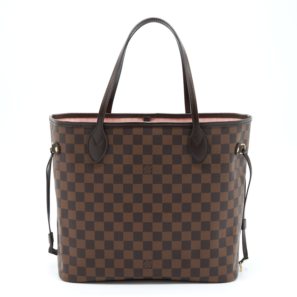 LOUIS VUITTON NEVERFULL MM DAMIER EBENE CANVAS / ROSE BALLERINE