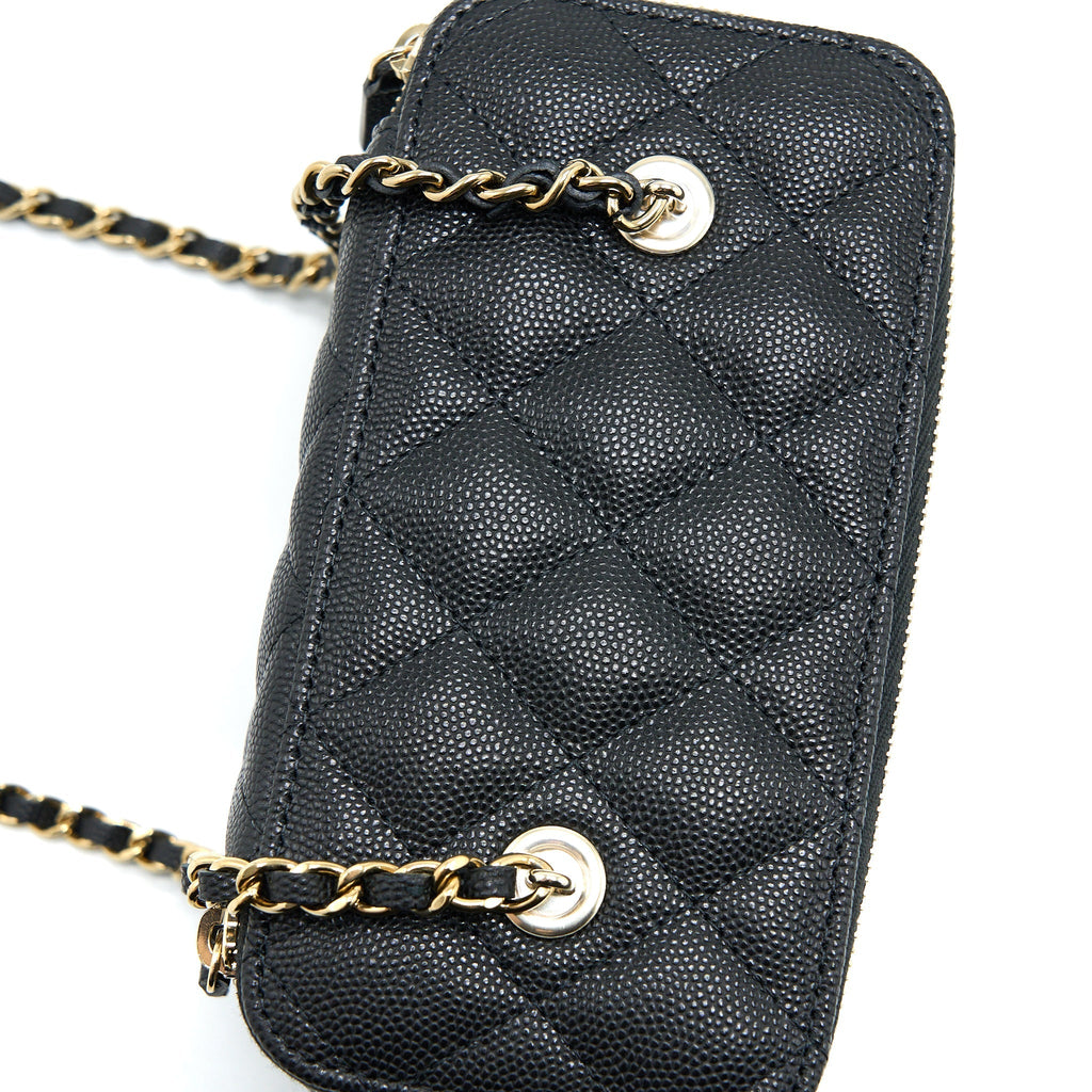 CHANEL 23C LONG VANITY WITH CHAIN CAVIAR BLACK LGHW