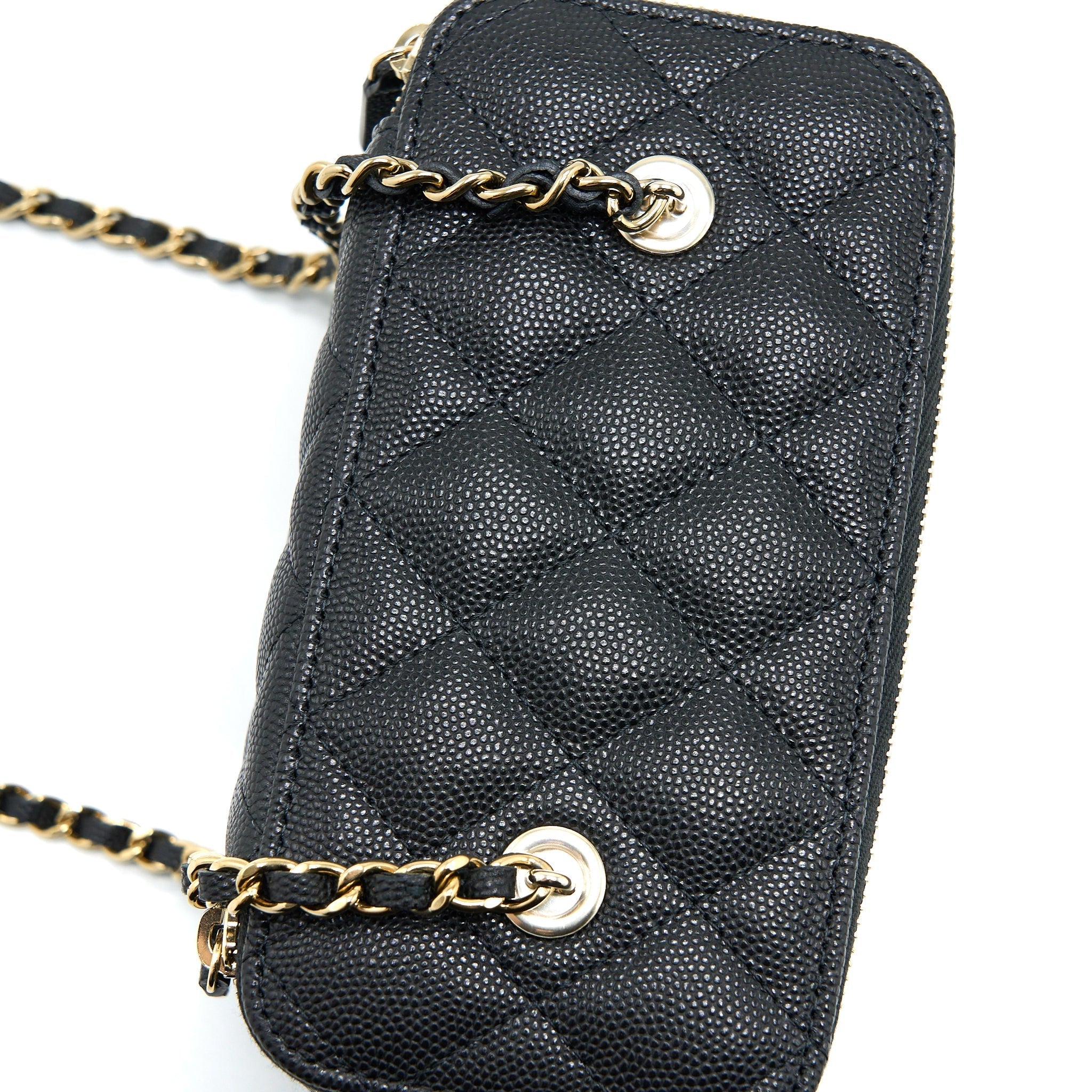 CHANEL 23C LONG VANITY WITH CHAIN CAVIAR BLACK LGHW