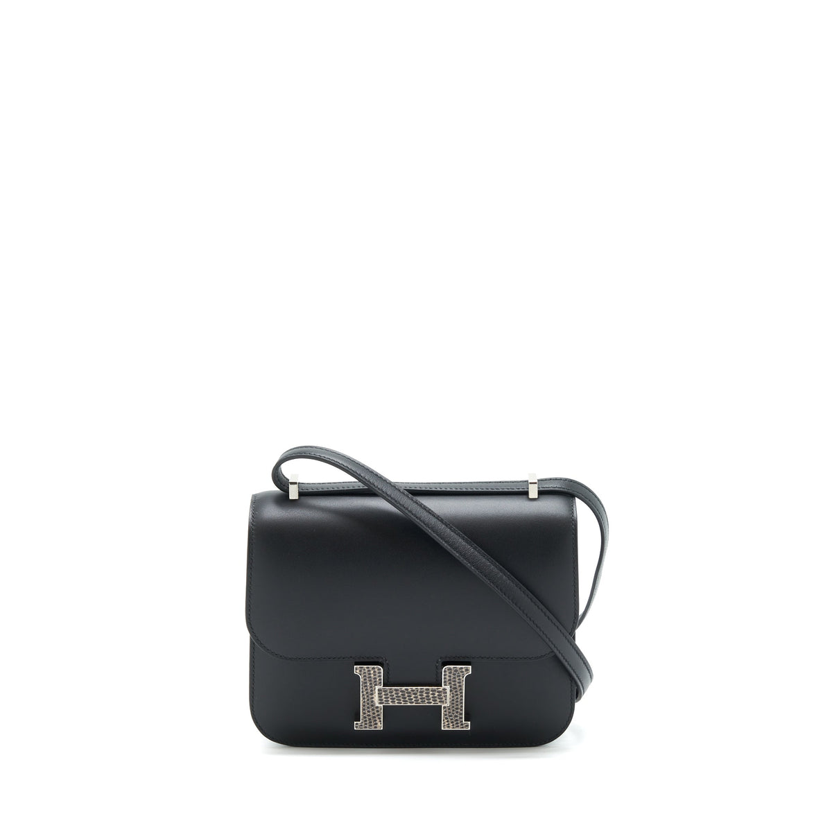 Hermes Mini Constance Monsieur Black With Lizard Buckle / Ombré