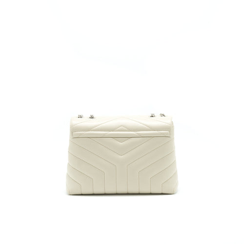 SAINT LAURENT LOU LOU SMALL QUILTED Y LEATHER SHOULDER BAG IN WHITE