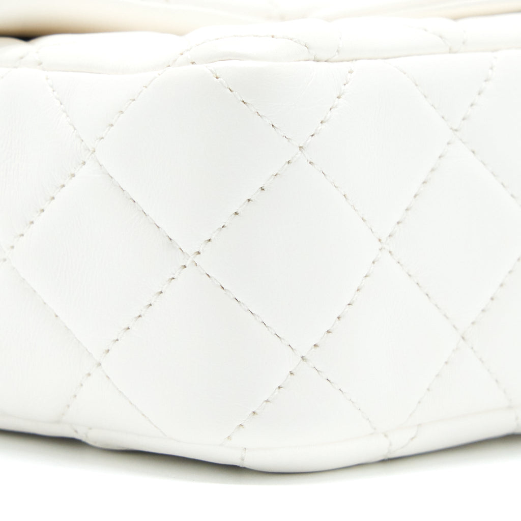 CHANEL PEARL CRUSH MINI RECTANGULAR FLAP BAG LAMBSKIN WHITE GHW