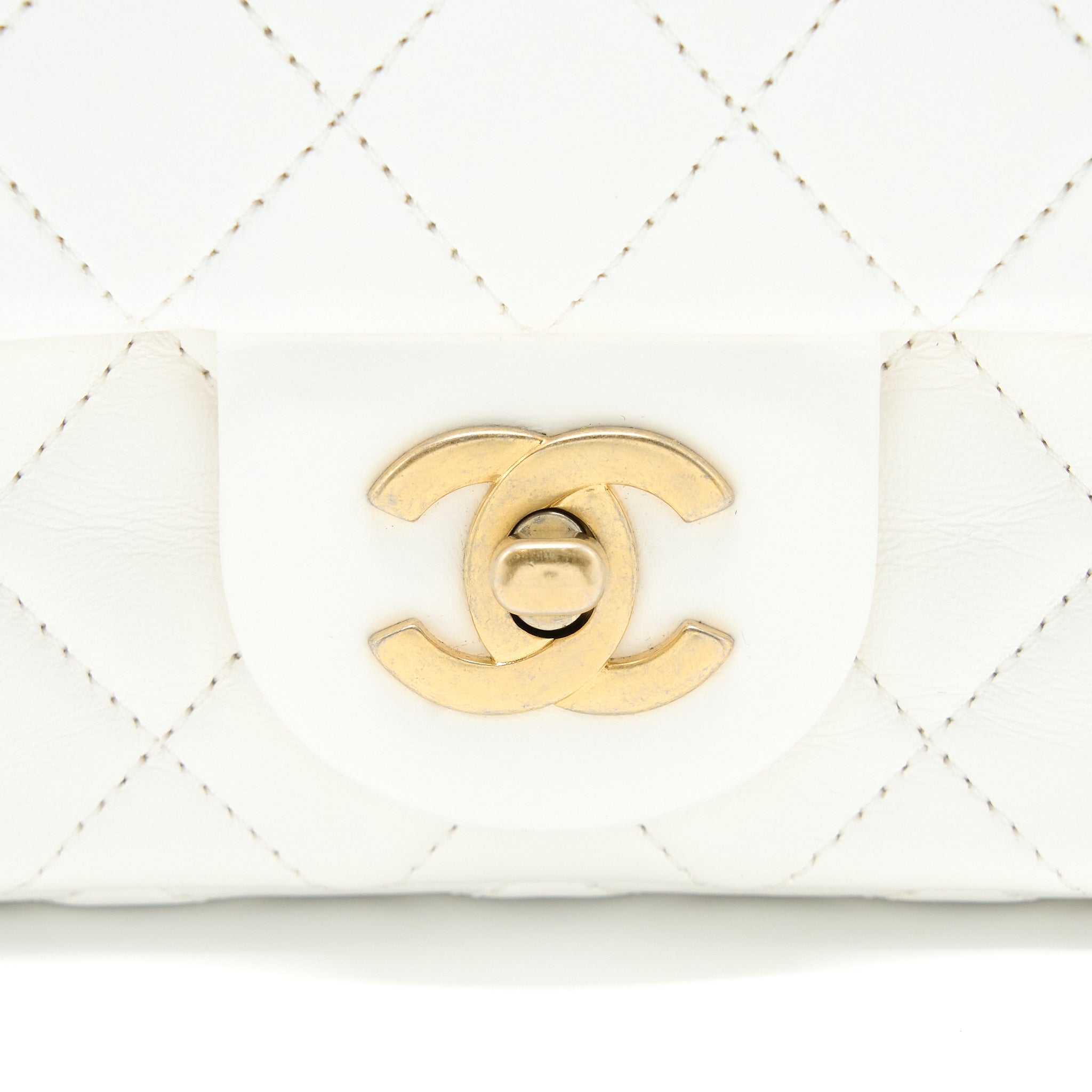 CHANEL PEARL CRUSH MINI RECTANGULAR FLAP BAG LAMBSKIN WHITE GHW