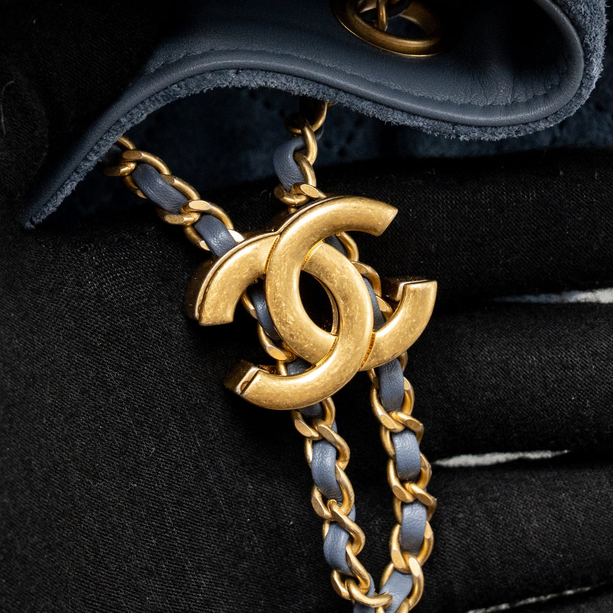 Chanel Small 25 Bag Suede Blue GHW (Microchip)