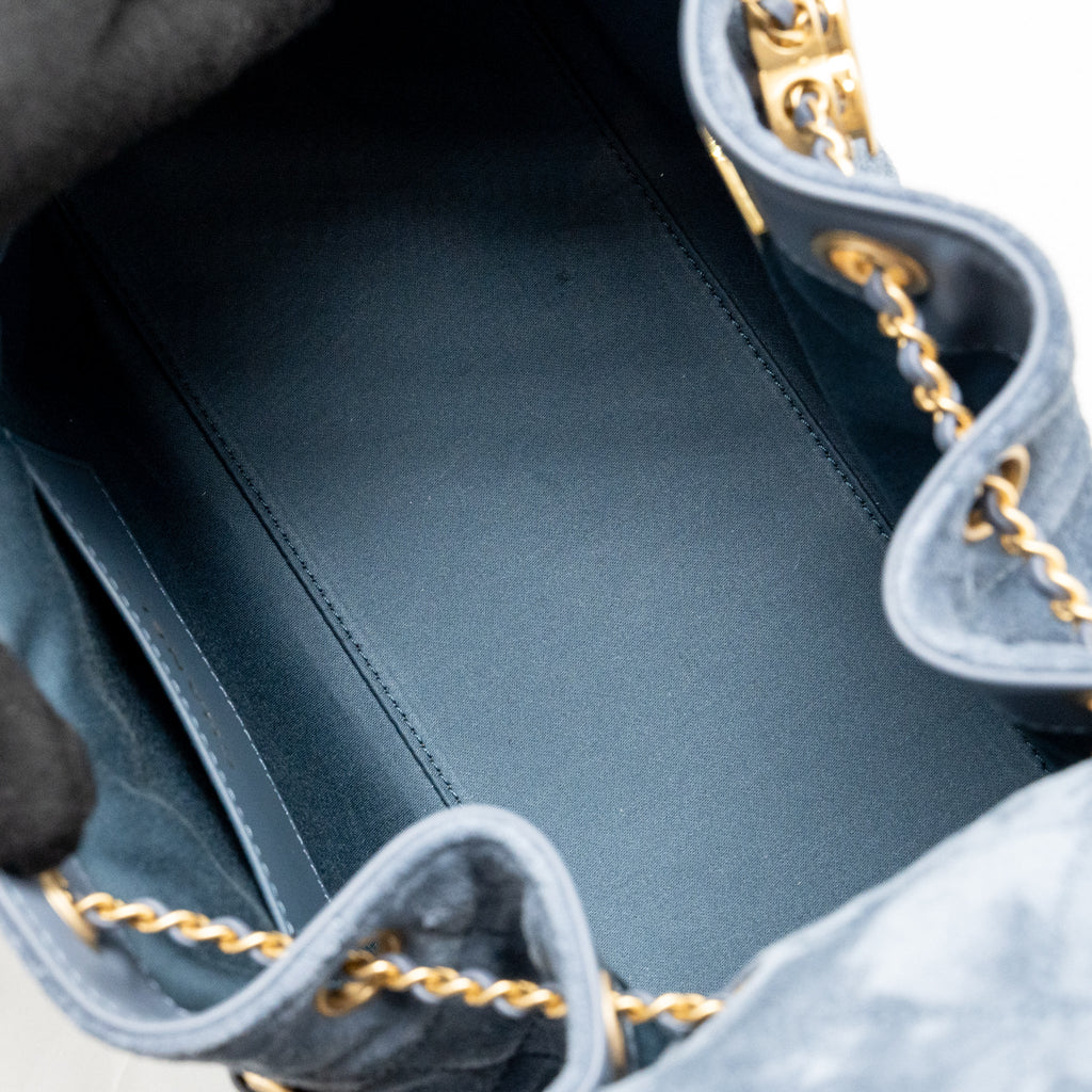 Chanel Small 25 Bag Suede Blue GHW (Microchip)