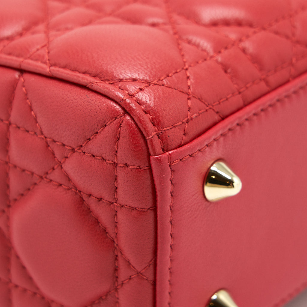 DIOR SMALL LADY DIOR LAMBSKIN RED LGHW