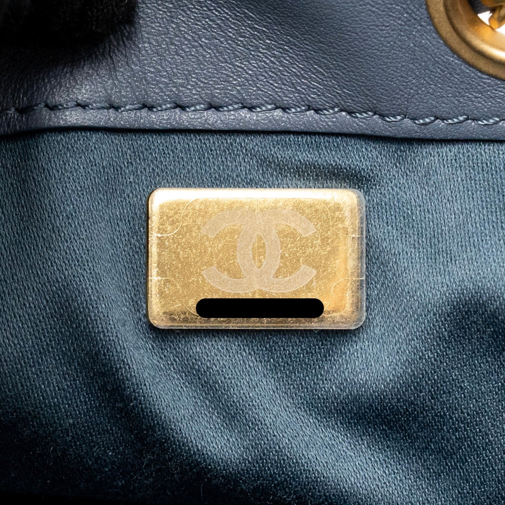 Chanel Small 25 Bag Suede Blue GHW (Microchip)