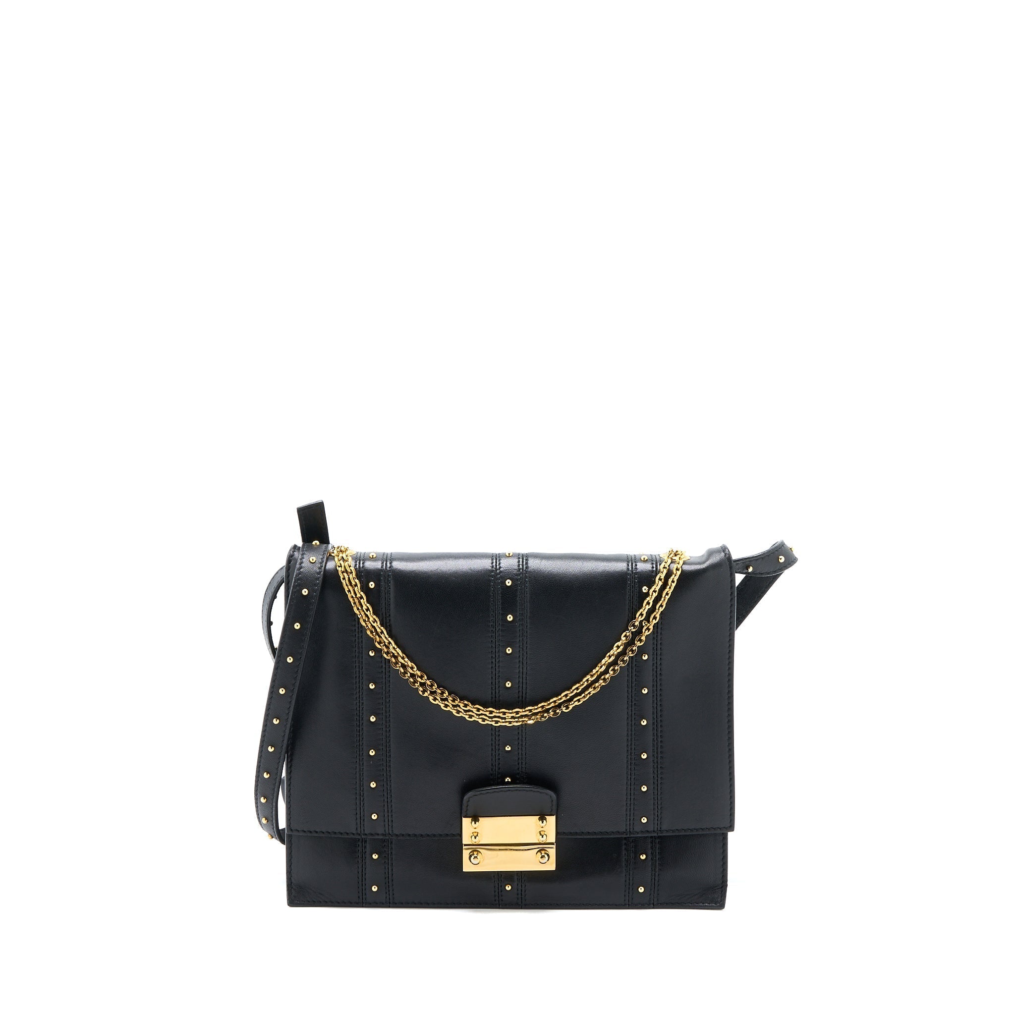 VALENTINO ROCKSTUD FLAP BAG LAMBSKIN BLACK GHW