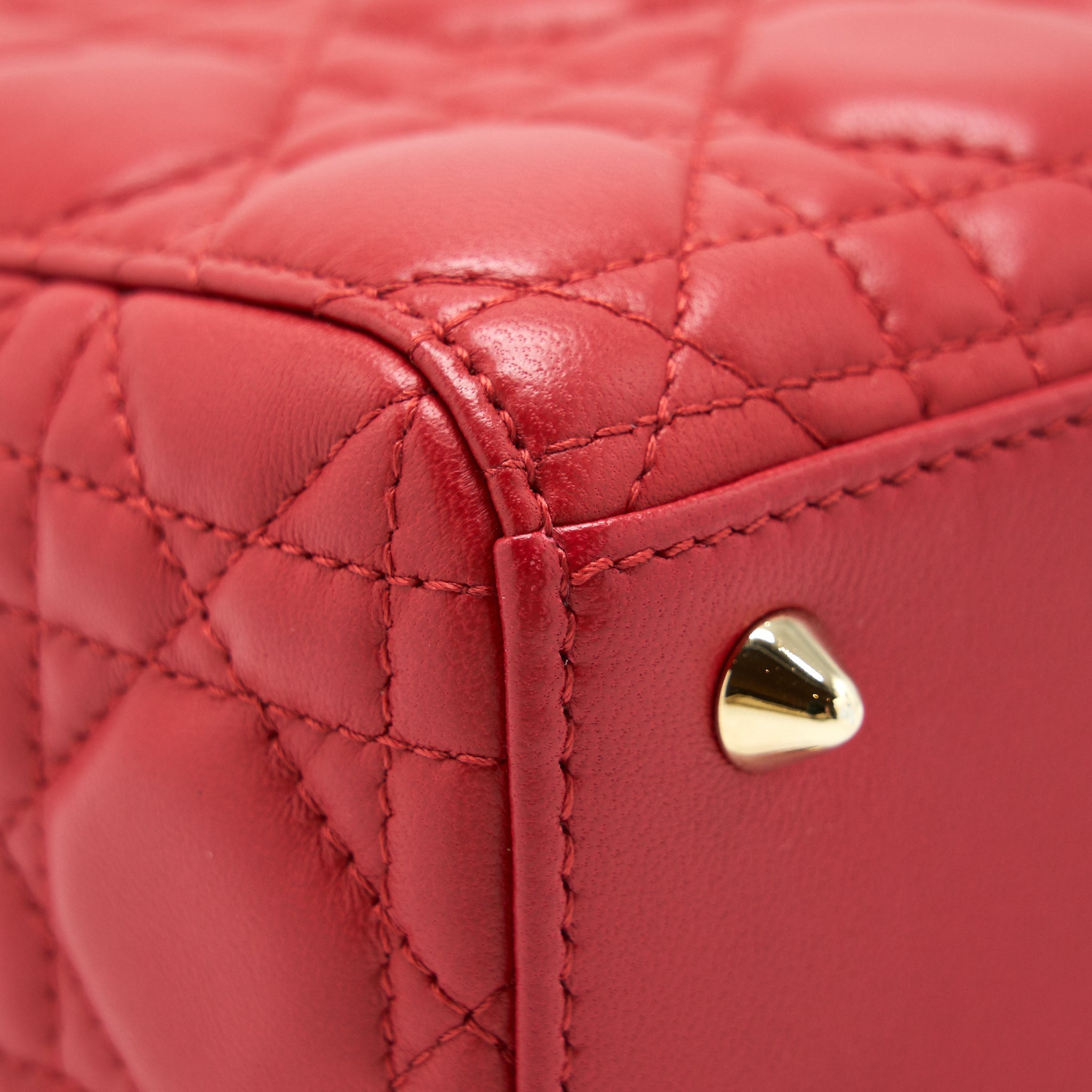 DIOR SMALL LADY DIOR LAMBSKIN RED LGHW