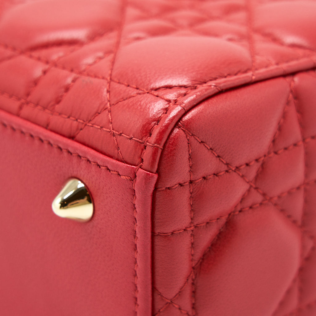 DIOR SMALL LADY DIOR LAMBSKIN RED LGHW