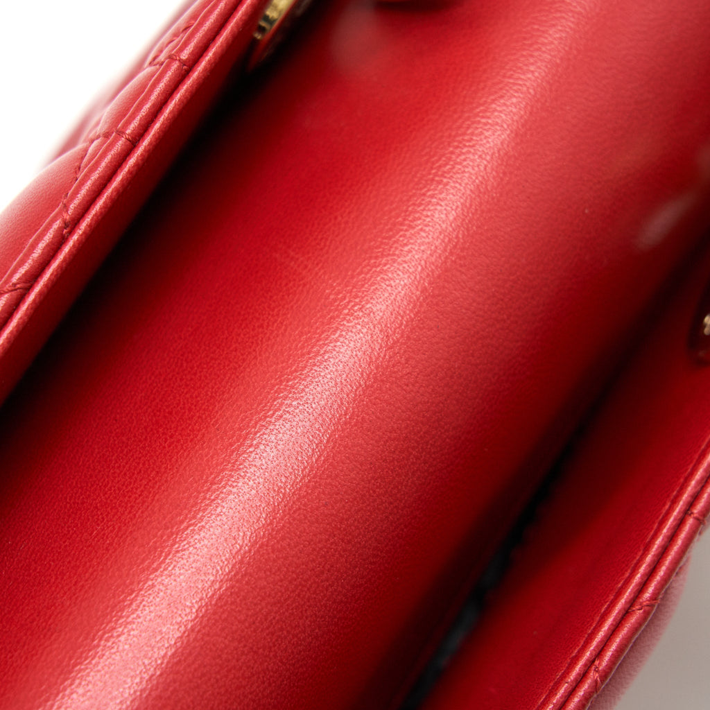 DIOR SMALL LADY DIOR LAMBSKIN RED LGHW