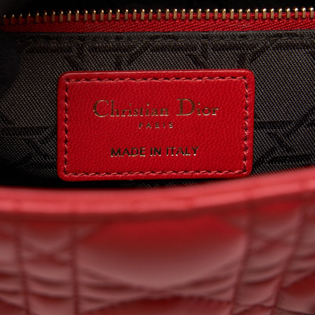DIOR SMALL LADY DIOR LAMBSKIN RED LGHW
