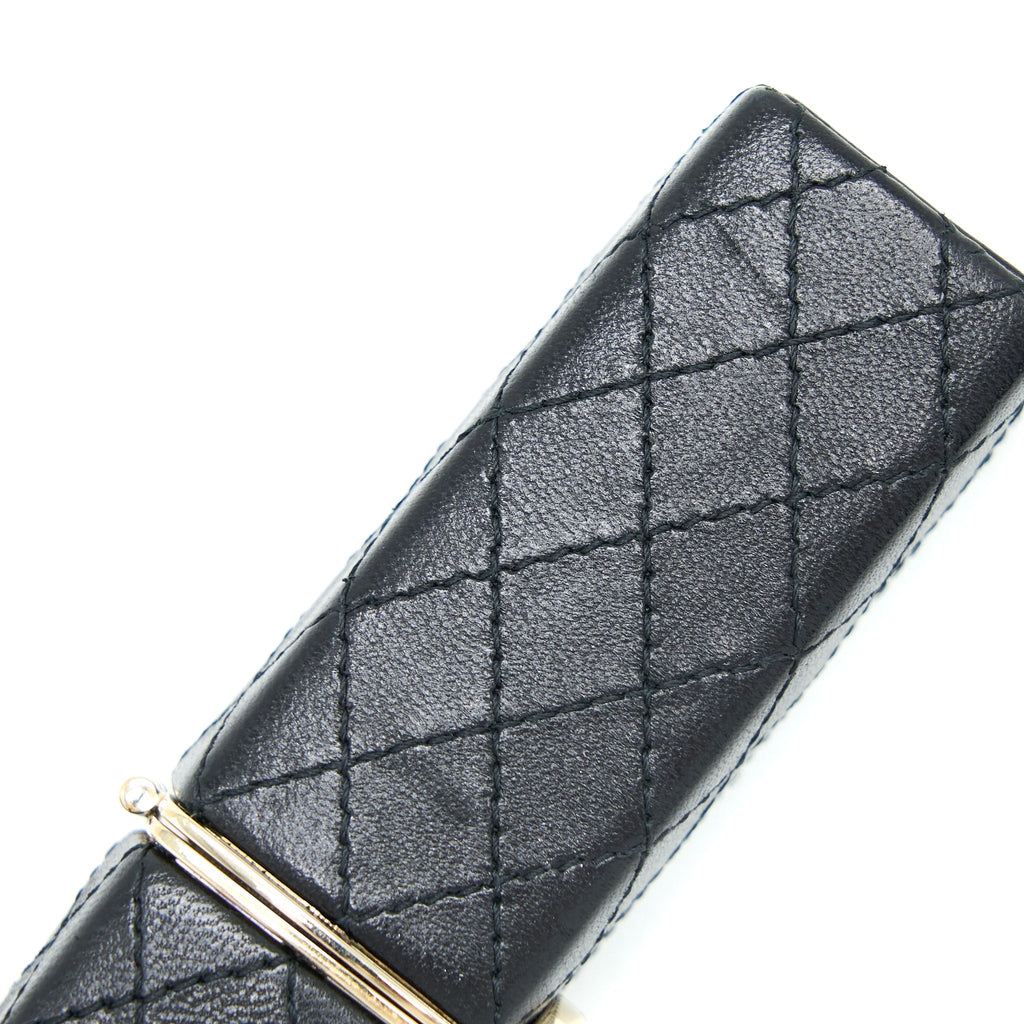CHANEL SQUARED LIPSTICK CASE ON CHAIN BLACK LGHW