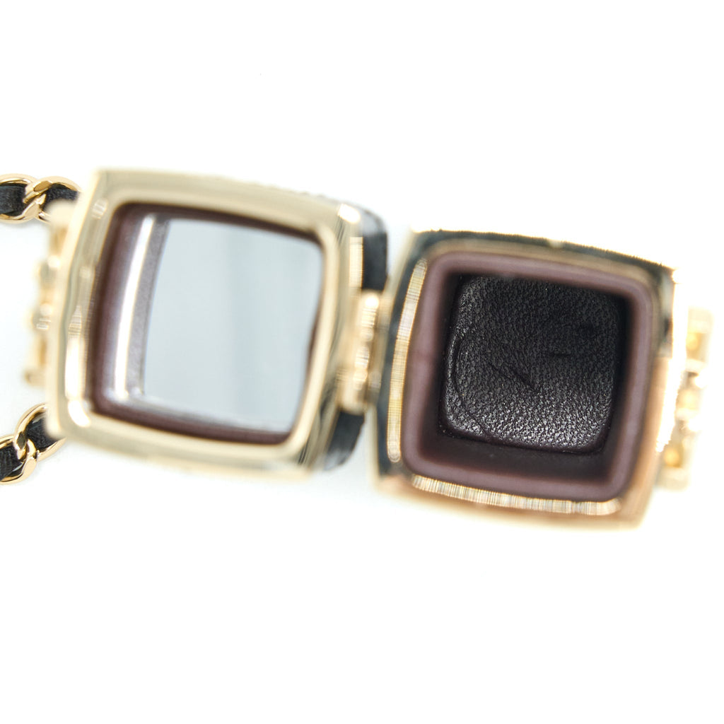 CHANEL SQUARED LIPSTICK CASE ON CHAIN BLACK LGHW