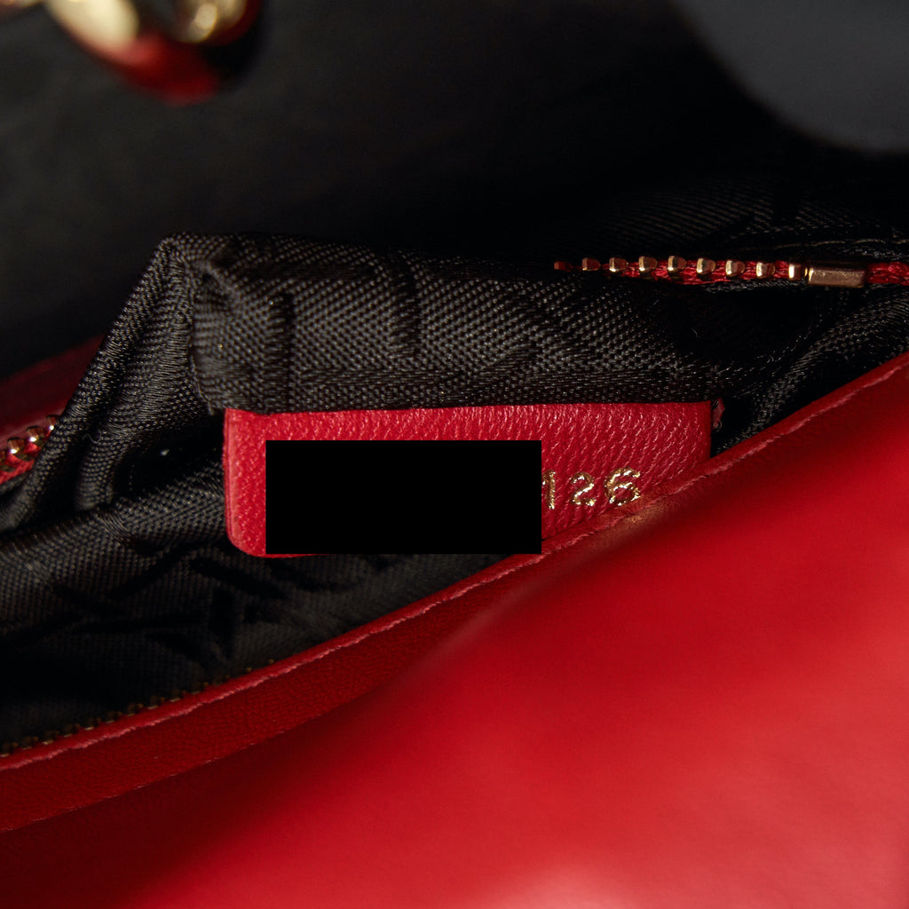 DIOR SMALL LADY DIOR LAMBSKIN RED LGHW