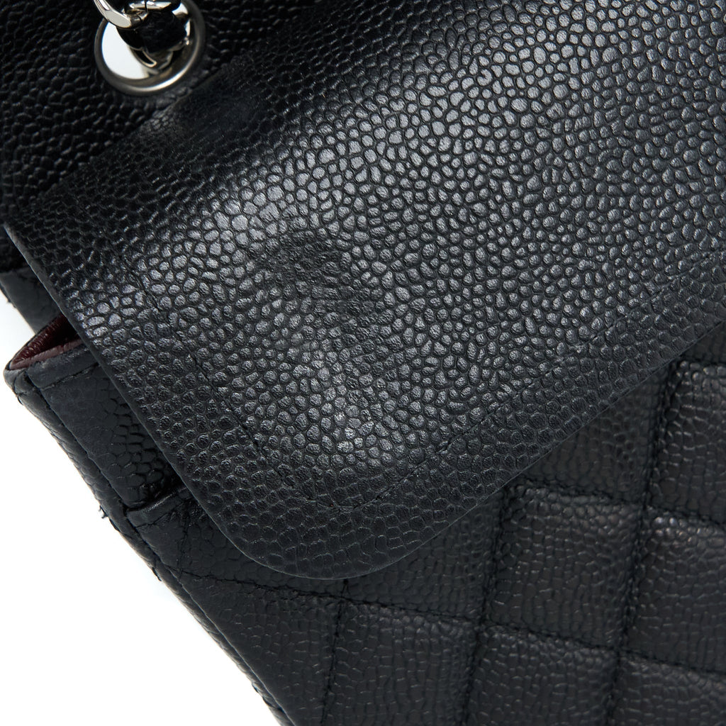 CHANEL MEDIUM CLASSIC DOUBLE FLAP BAG CAVIAR BLACK SHW
