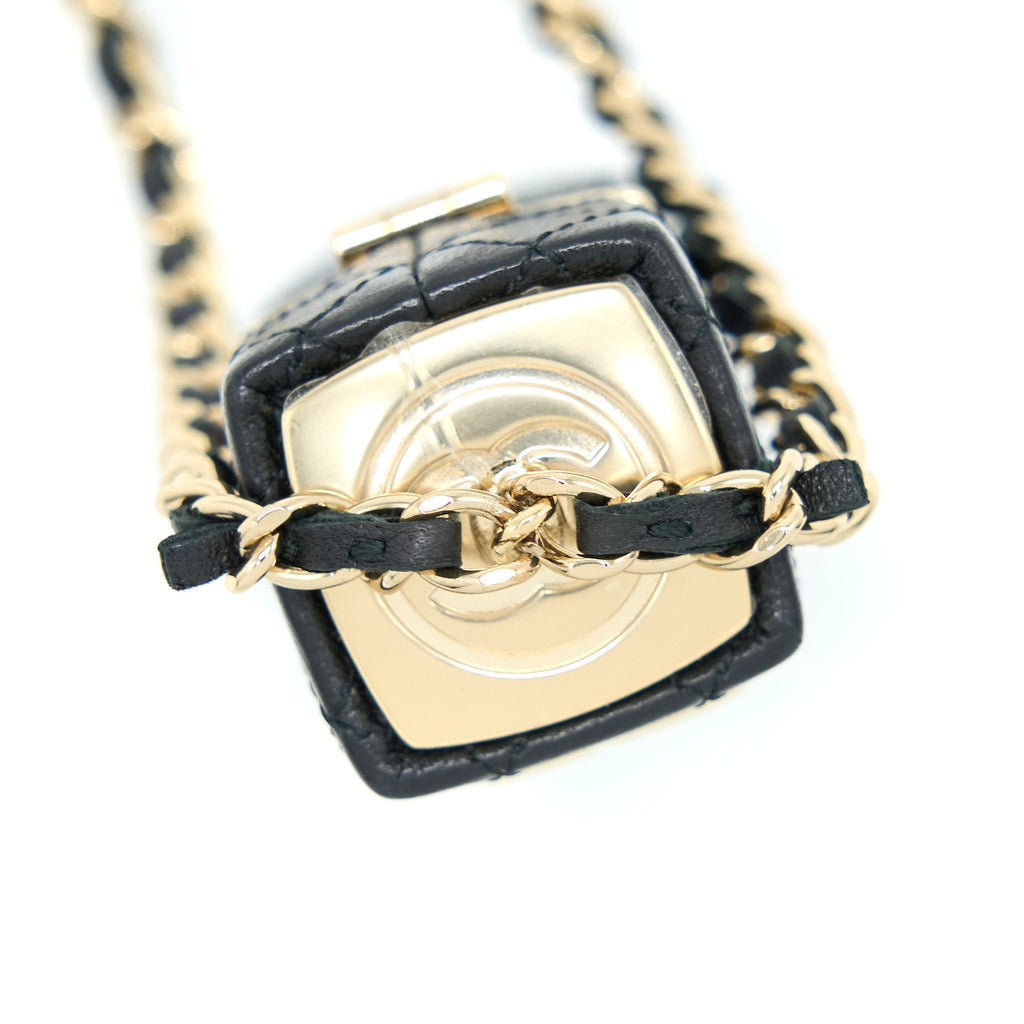 CHANEL SQUARED LIPSTICK CASE ON CHAIN BLACK LGHW
