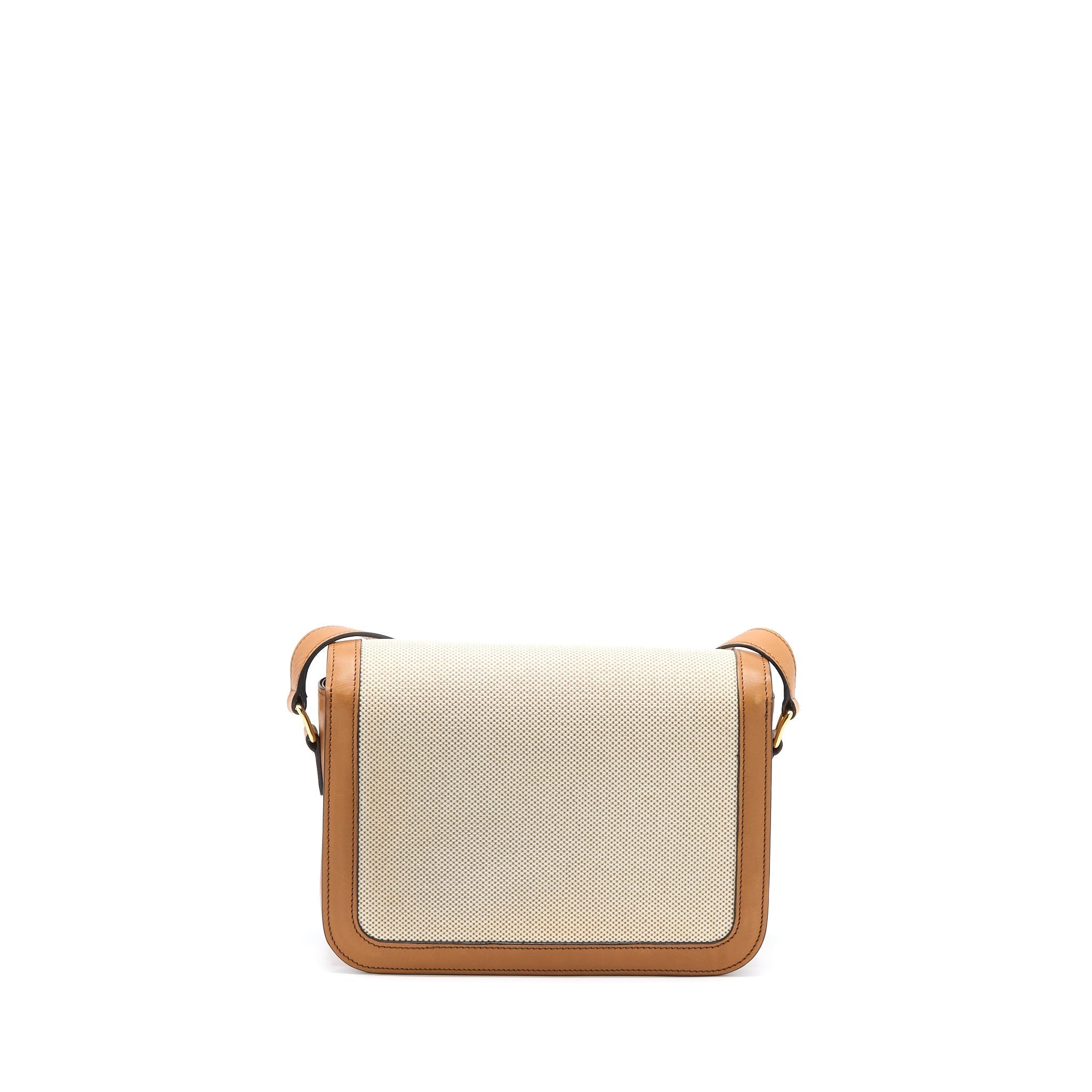 CELINE TRIOMPHE BAG TEXTILE/CALFSKIN WHITE/TAN GHW