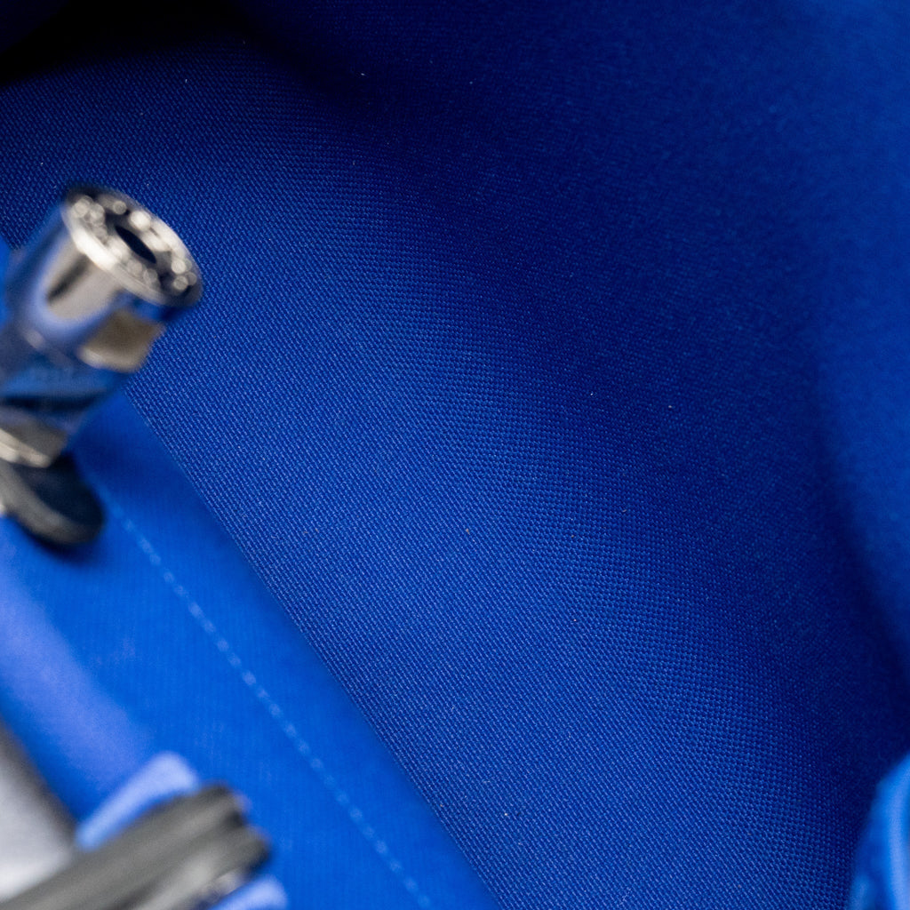 HERMES HERBAG 31 ZIP BAG CANVAS/HUNTER LEATHER BLEU ELECTRIQUE/BLEU INDIGO SHW