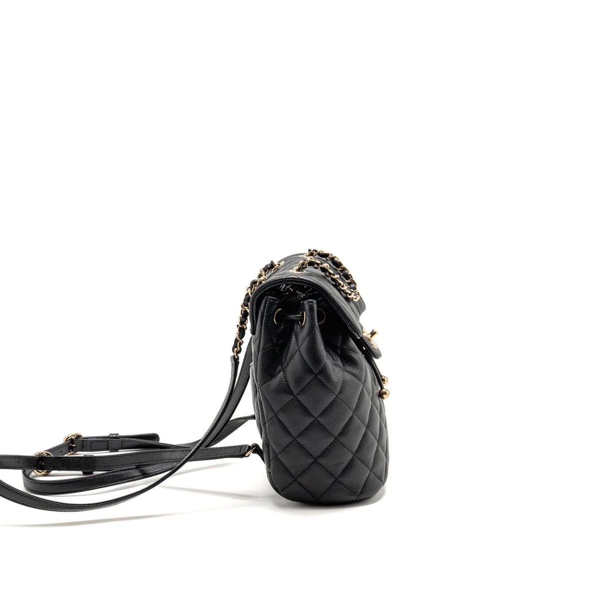 Chanel Mini Urban Spirit Backpack Caviar Black LGHW (Microchip)