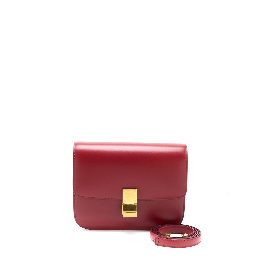 CELINE MEDIUM CLASSIC BOX BAG CALFSKIN RED GHW