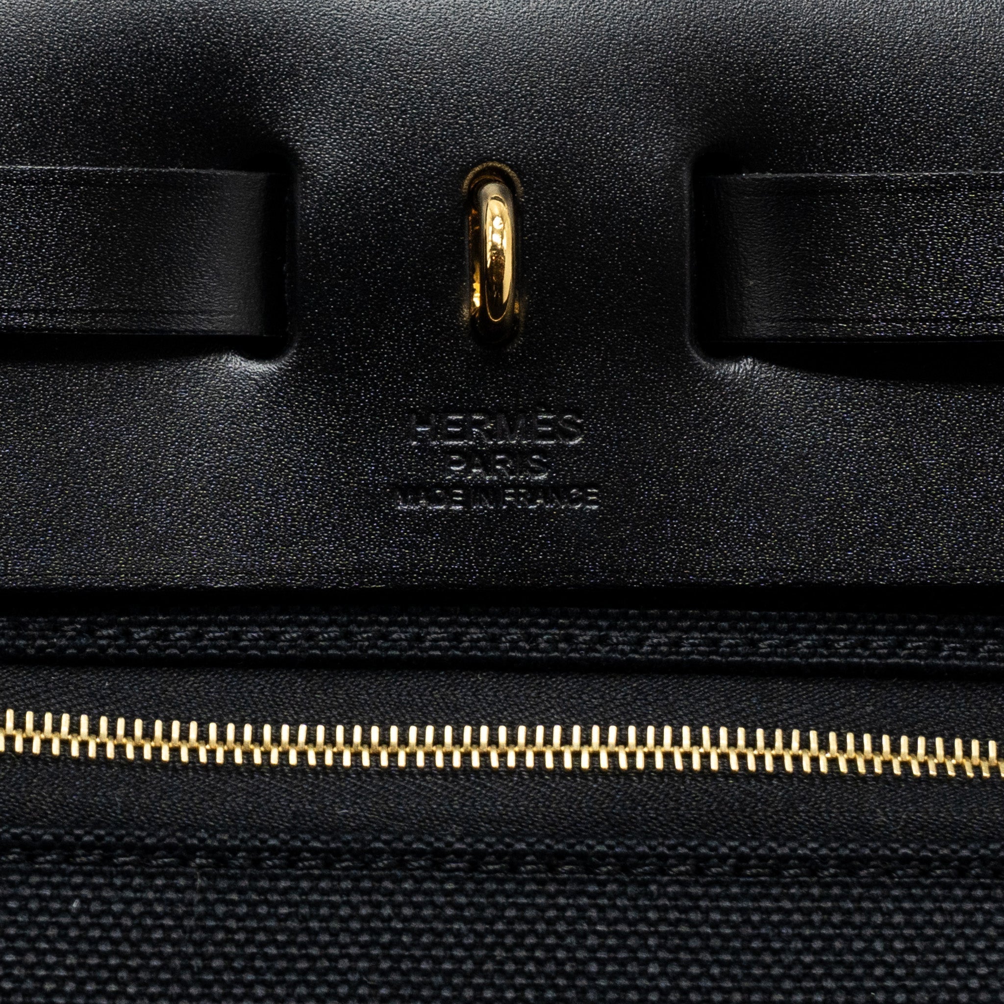 HERMES HERBAG ZIP 31 BAG CANVAS/ HUNTER LEATHER BLACK GHW