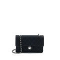 CHANEL VINTAGE MEDIUM SINGLE FLAP BAG FABRIC BLACK SHW
