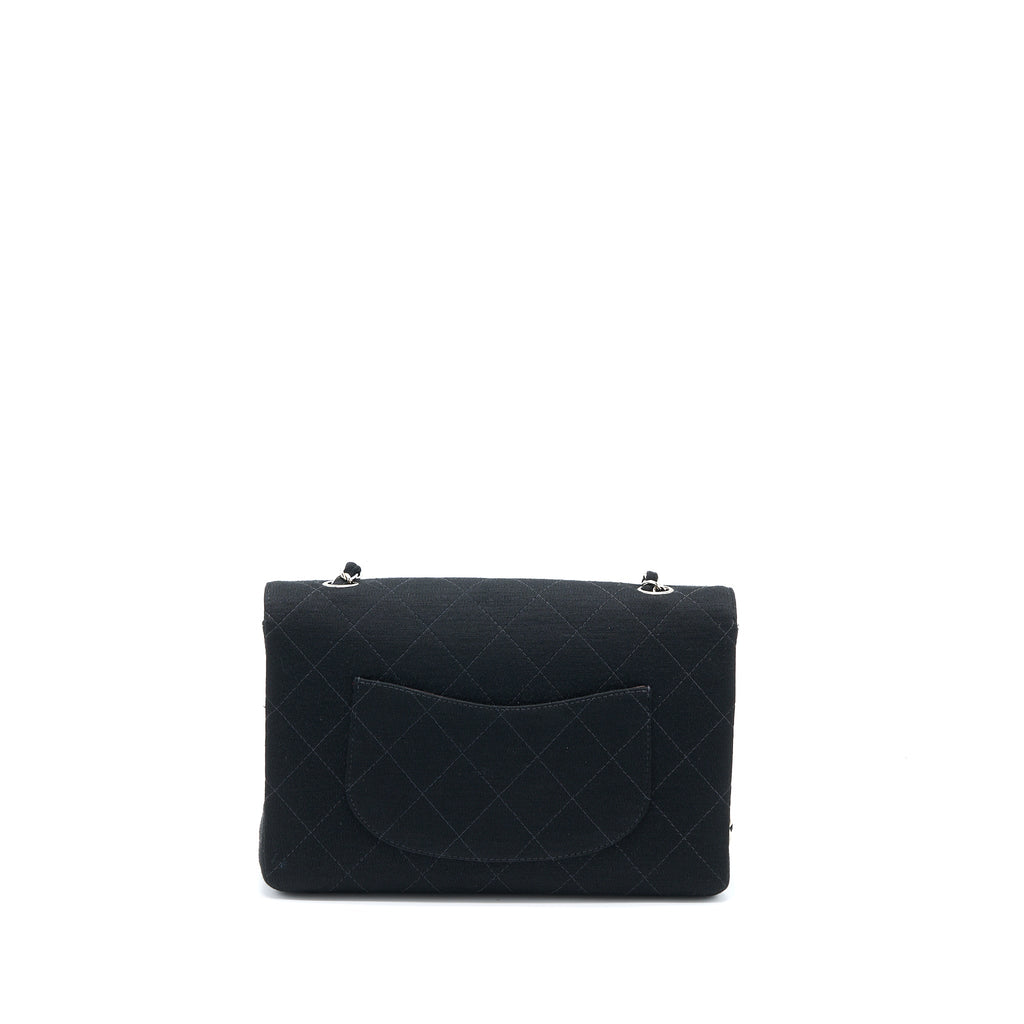 CHANEL VINTAGE MEDIUM SINGLE FLAP BAG FABRIC BLACK SHW