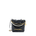 CHANEL 23S MINI 22 BAG WITH PEARL SHINY CALFSKIN BLACK GHW (MICROCHIP)