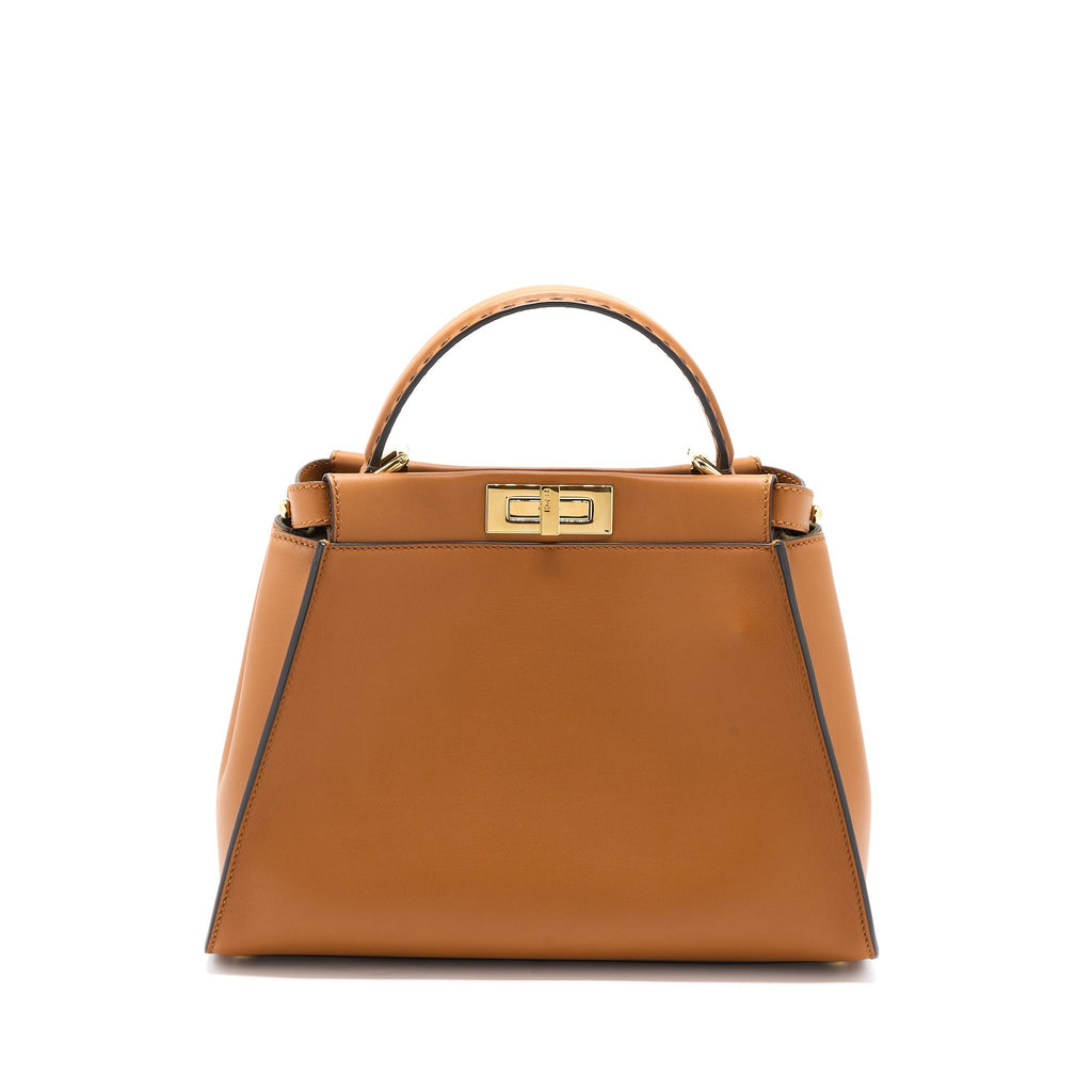 FENDI MEDIUM PEEKABOO BAG CALFSKIN CARAMEL GHW