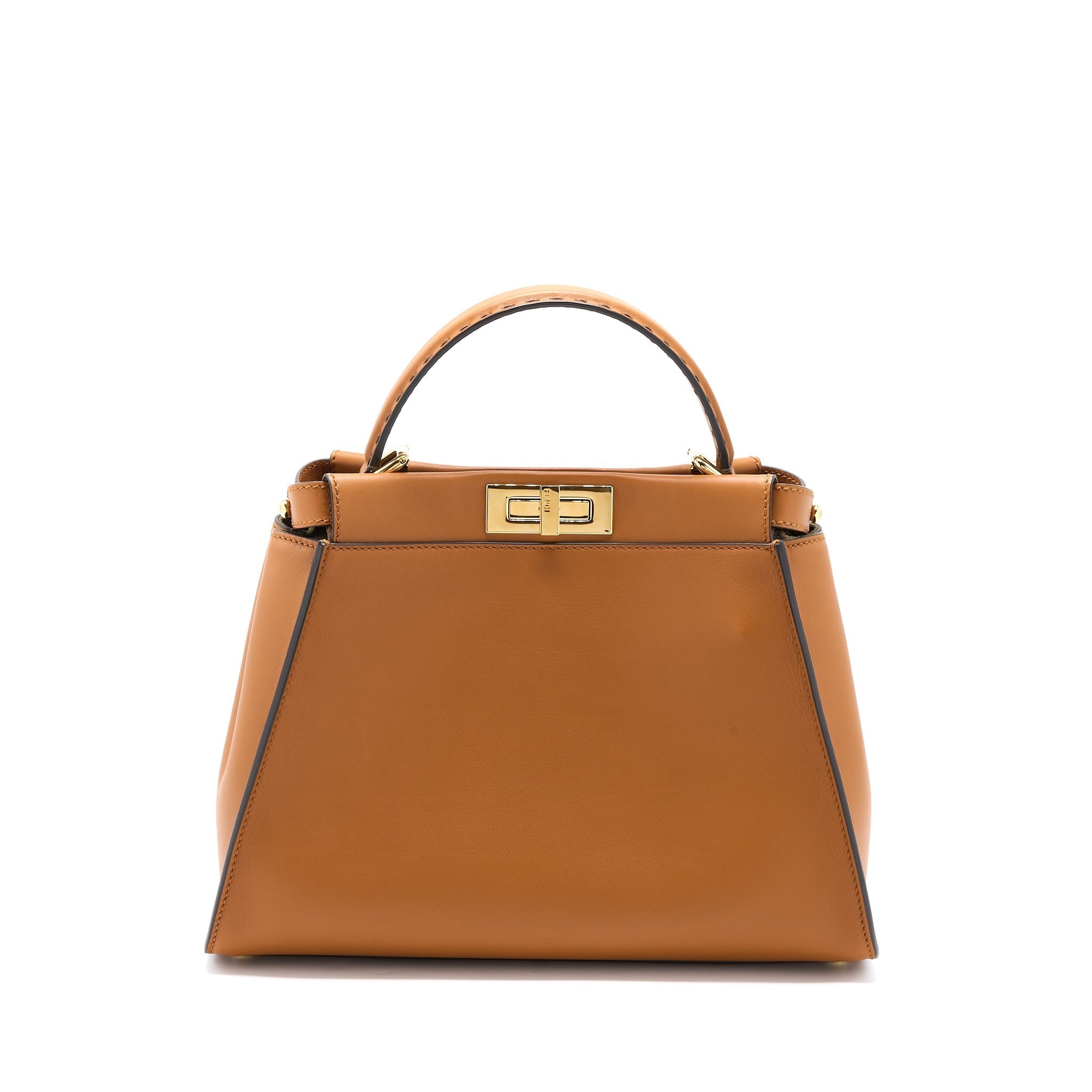 FENDI MEDIUM PEEKABOO BAG CALFSKIN CARAMEL GHW