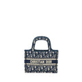 DIOR MINI BOOK TOTE BLUE OBLIQUE EMBROIDERY