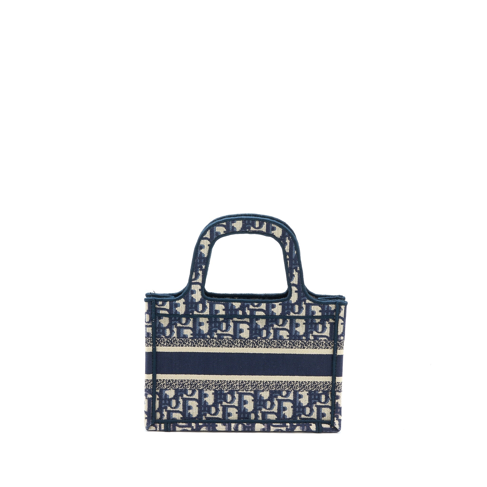 DIOR MINI BOOK TOTE BLUE OBLIQUE EMBROIDERY